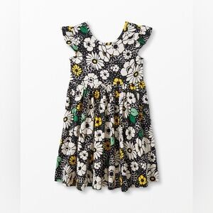 HANNA ANDERSSON Ruffle Sleeve Skater Dress in Black Floral Twirl Size 130 US 8